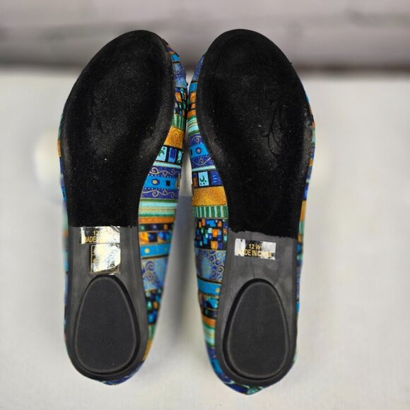 COREENA PRINT FLAT BY ASHRO PATTEREND WITH BEADS AND SEQUINS, NWOT WOMENS 12 - Picture 7 of 8